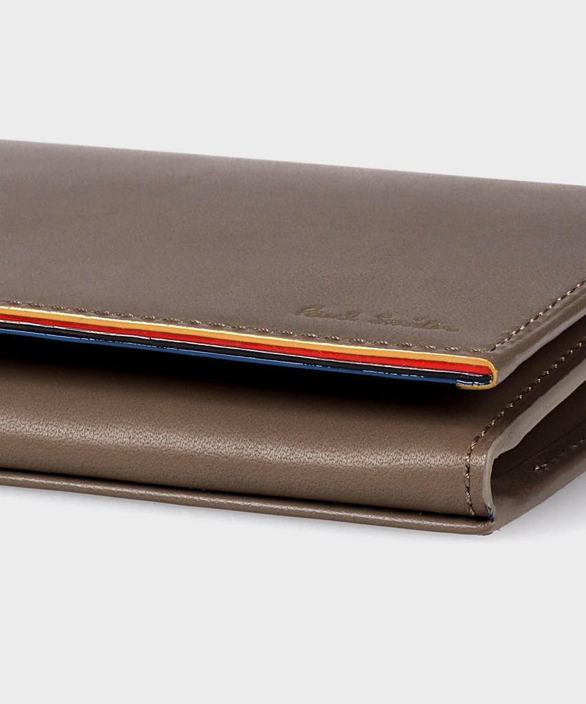Paul Smith Striped Colored Edge Long Wallet In Grayish Beige