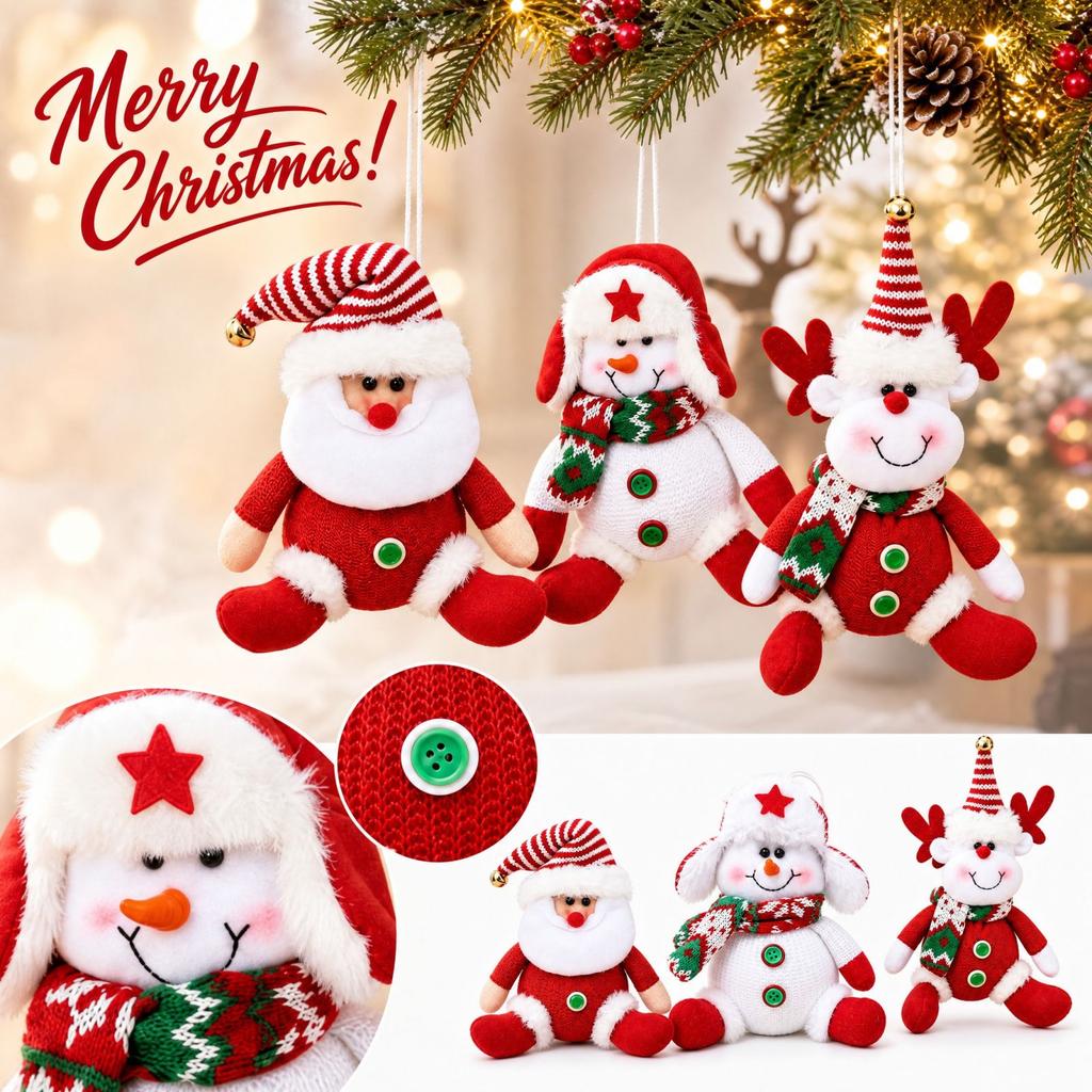Christmas Decorations Red and Snowman Figurines for Holiday Home Decor