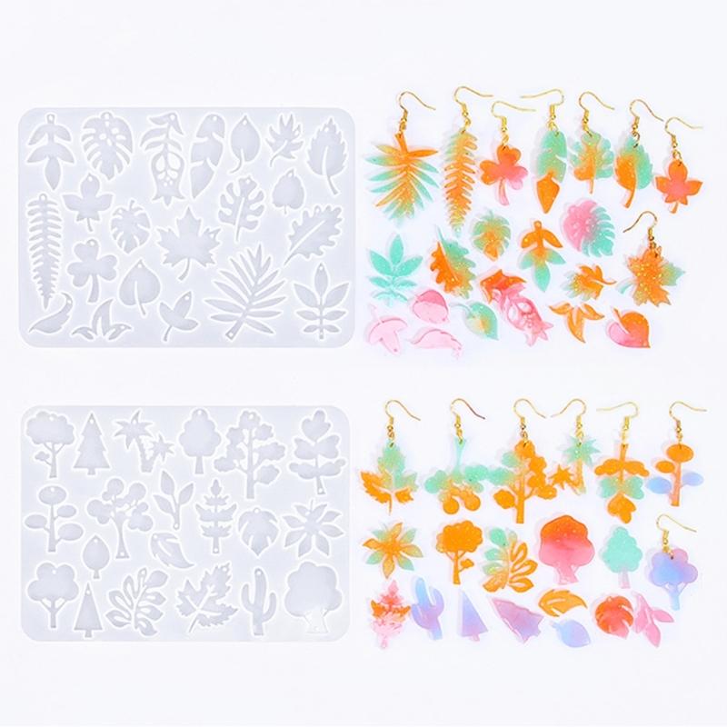 Flexible Silicone Earwear Mold Crystal Epoxy Leaf Earrings Mould Personalized Ear Pendant Mold Jewelry Making Supplies