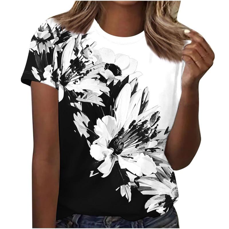 

Summer Women s Short Sleeved Floral 3D Digital Printed Short Sleeved Quick Drying T-shirt for Women Shirt 6xl