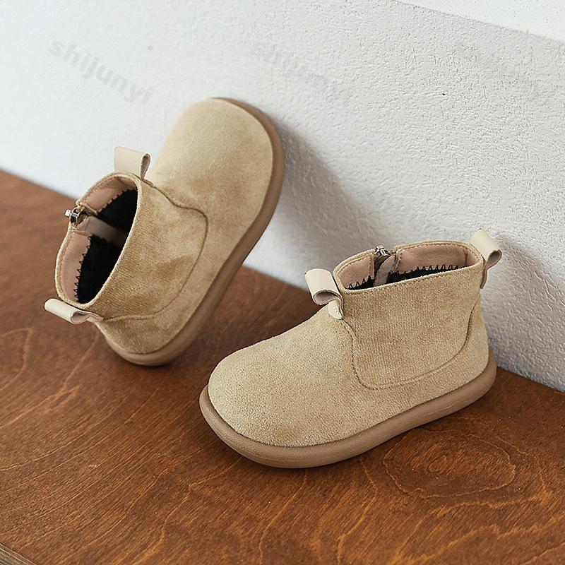 Kids Ankle Boots Autumn Children Casual Shoes Baby Boys Girls Suede Outdoor Anti-slip Short Boots Zipper Retro High Top Shoes