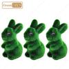 1/3/5/10/20PCS Easter Bunny Green Flocking 3D Moss Bunny Statue Simple Creative Garden Decoration Holiday Gift Bunny Ornament