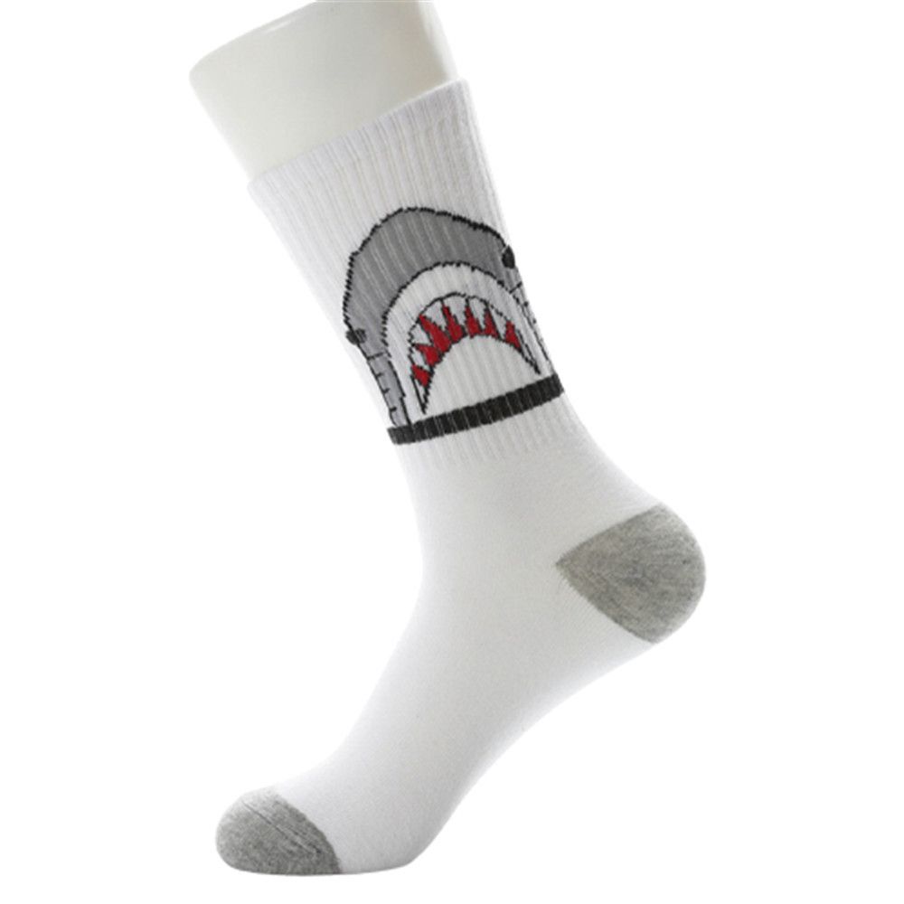 

Чоловічі Жіночі Спортивні Шкарпетки Мультяшні Шкарпетки з Акулами Довгі Шкарпетки Хіп-Хоп Вуличний Одяг білий