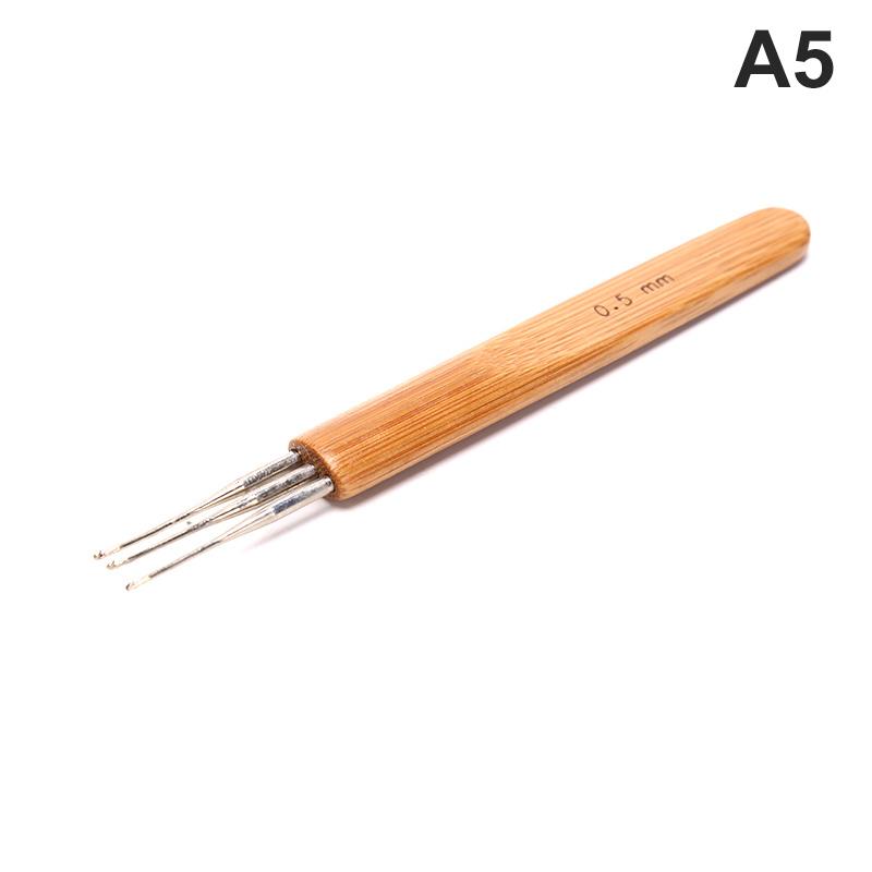 Crochet Hook Dreads Loc Crochet Needle Wooden Handle 0.5Mm 0.75Mm For Dreadlocks Braids Hair Making Needle Tools For Dreads