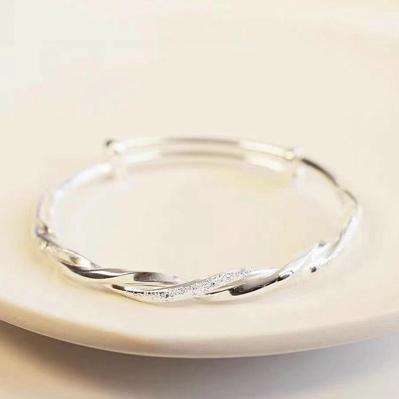 Fashion Twisted Weaving Charms Bracelets Bangles for Women Vintage Jewelry Silver Adjustable Bangle pulseras para mujer