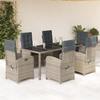 VidaXL Garden Dining Set with Cushions 7 Pcs, Table and Chairs with Adjustable Backrest, Outdoor Furniture Patio 3212218