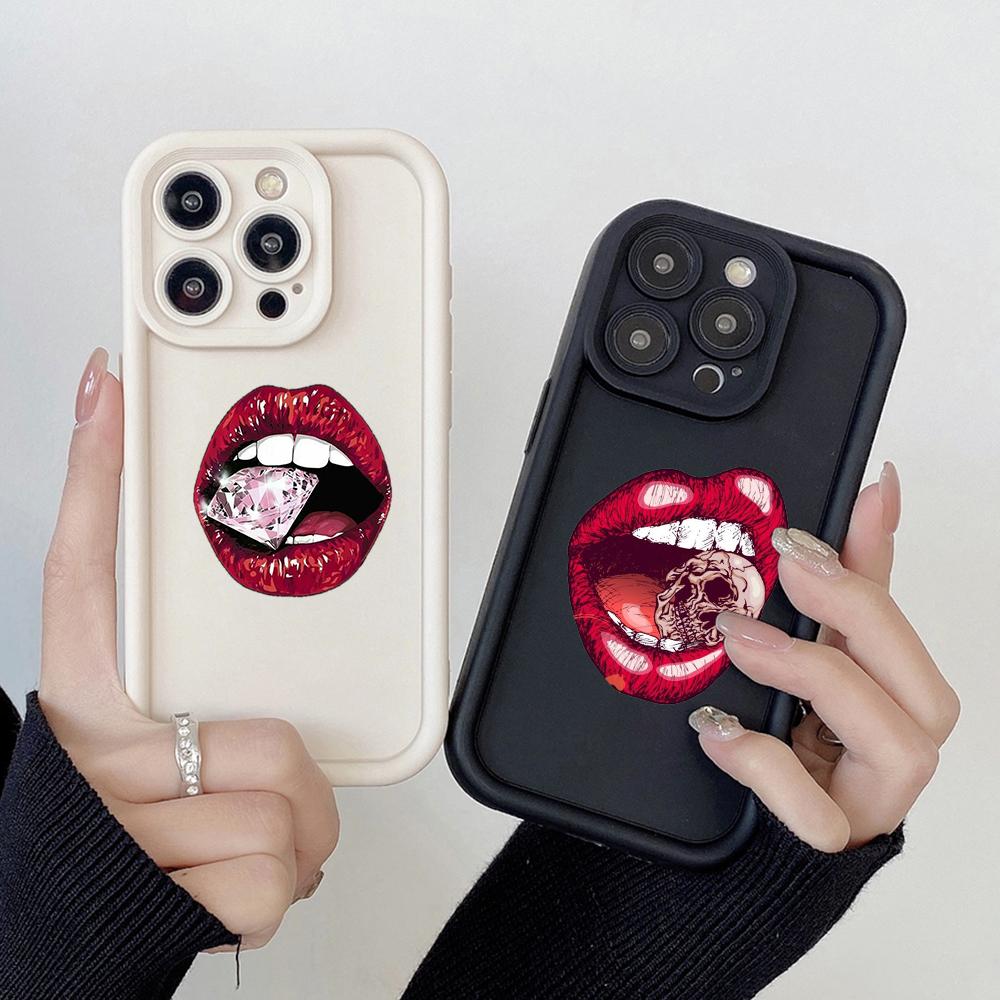 LZ20 Lips Kiss Design Silicone Phone Case for Infinix Smart 9 Hot 40i Tecno Camon 20 Pro Moto G22 G30 OnePlus Google Pixel 9 Shockproof Back Cover