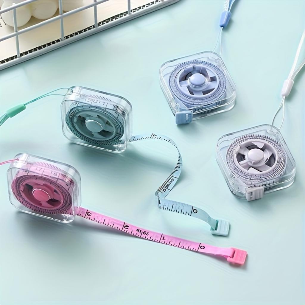 Cute Mini Soft Tape Measure, Portable and Extendable Lock - Durable and Easy To Store, Can Wipe Transparent Shell and Suspension Ring