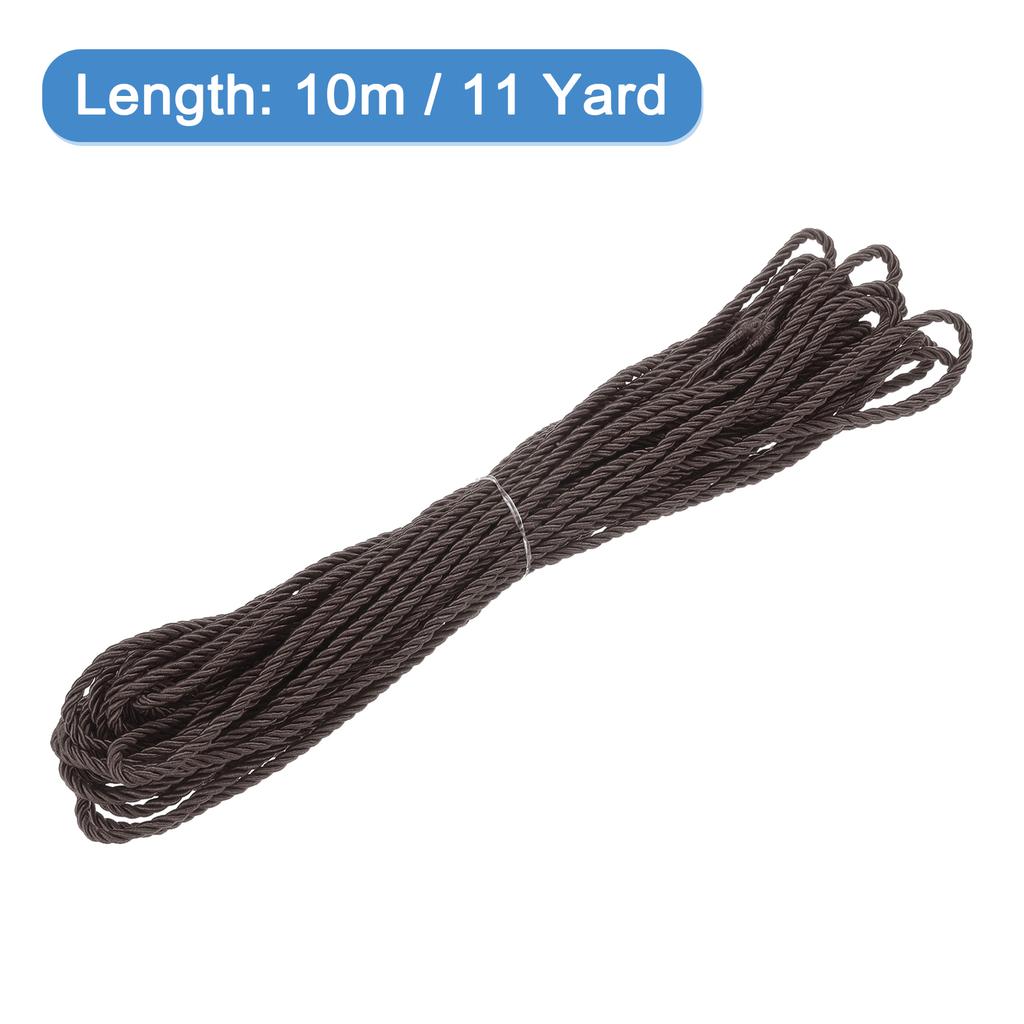 Uxcell 11 Yard 3mm Twisted Cord Trim 3-Ply Twine Braided Rope Shiny Thread String for Craft Gift Bag Curtain Christmas Decor