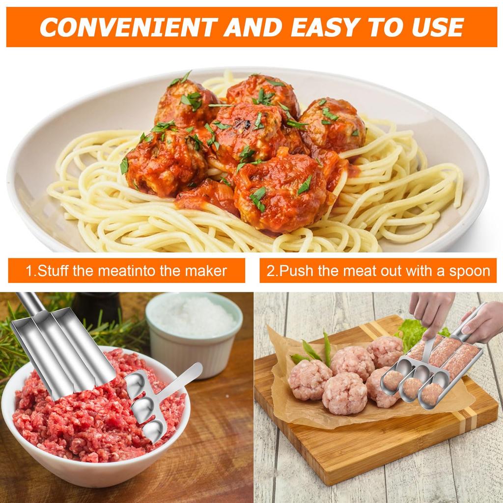 Stainless Steel Meatball Maker with Non-Stick Meat Baller Spoon for Easy Homemade Meatball Kitchen Practical Tools 4