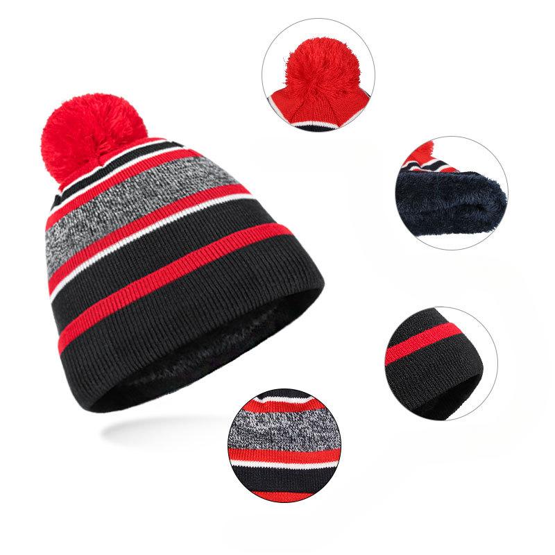 European and American Children's Wool Ball Hat Gloves Two Piece Set Christmas Gift Winter Plus Velvet Warm Knitted Hat