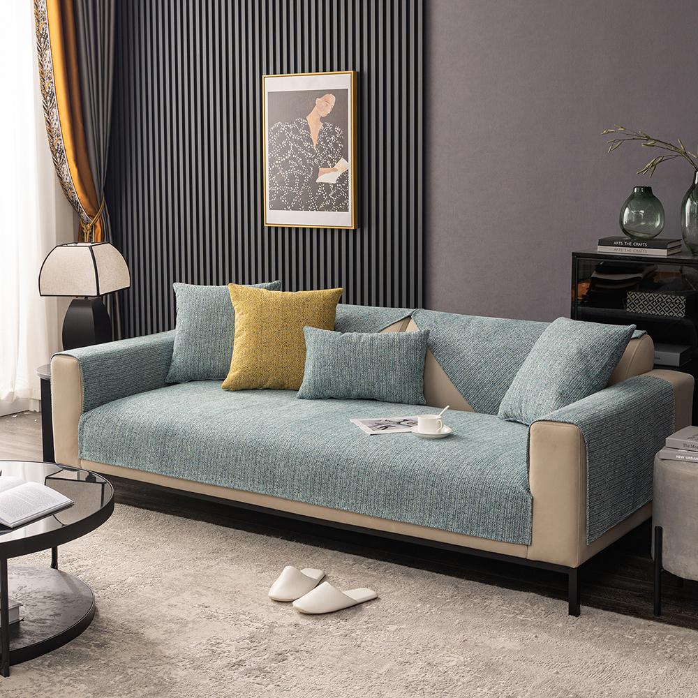 Chenille Couch Cushion Pad Gentle Non -Slip Solid Color Couch Cover Dustproof Living Couch Seat Cover For Living Room Removable Couch Cover