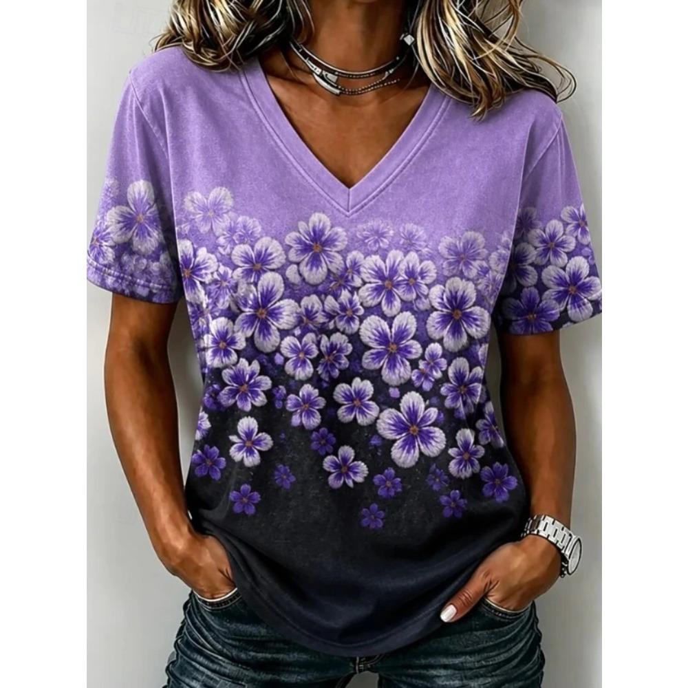 Tricou de vară pentru femei cu imprimeu model vintage, mânecă scurtă, topuri casual imprimate