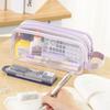 Lila durchsichtiges Federmäppchen, Einfache Schultaschen mit großem Fassungsvermögen, Niedliche Kosmetiktasche, Studienzubehör für Schüler, Bürobedarf