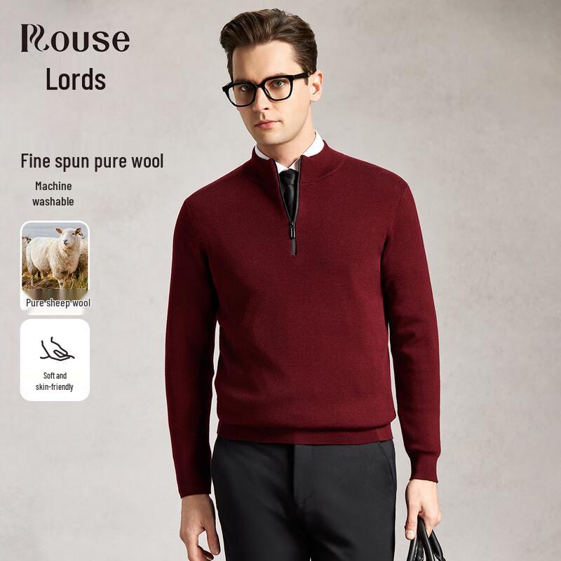 ROZZ Men s 100% Merino Wool Zip-Neck Sweater L