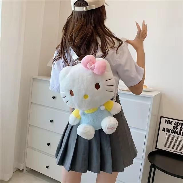 Kawaii Sanrio Plush Backpack for Girls, Cute Kuromi Cinnamoroll My Melody Cartoon Anime School Bag, Lightweight Travel Bag