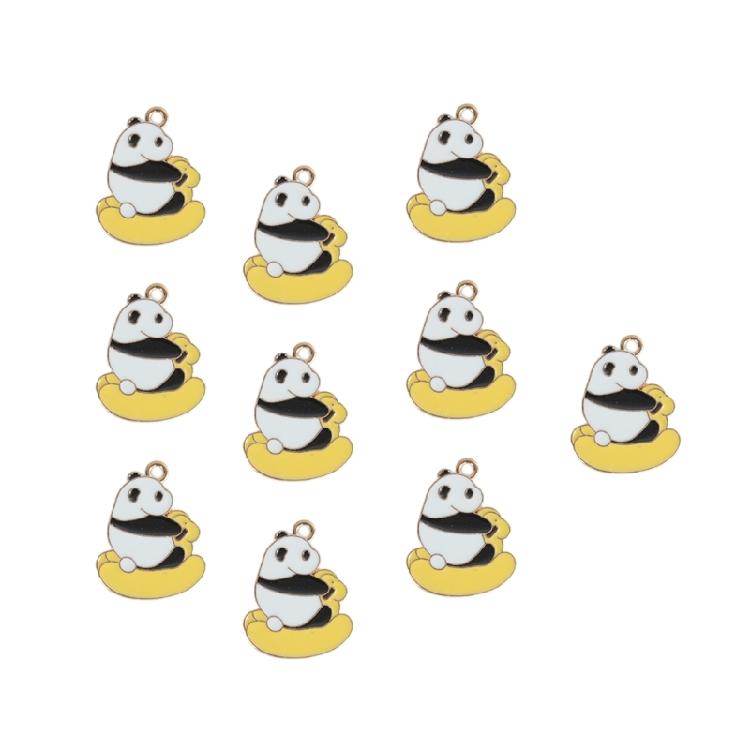 Set Of 10 Panda Charm Fashionable Accessories Cartoon Animal Pendant for Handmade Necklaces Bracelets Jewelry Supplies