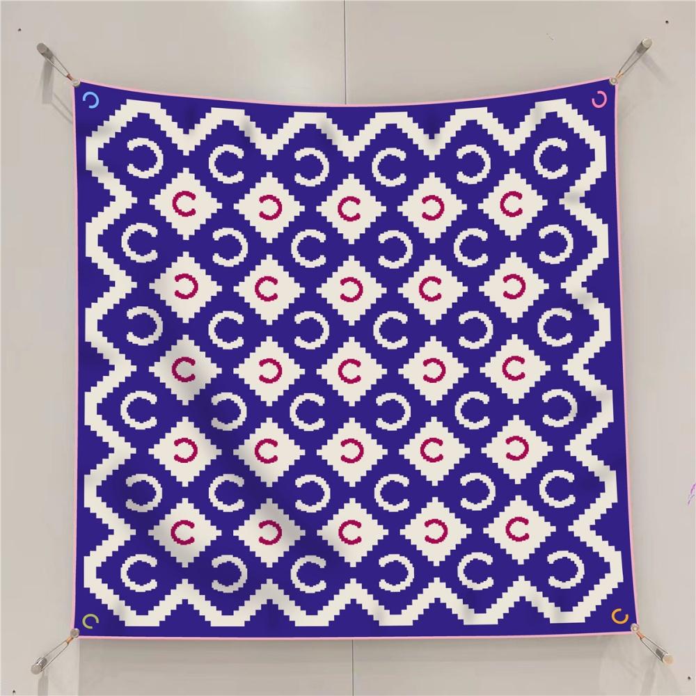 Silk Scarf Women Fashion Printed Square Scarves Head Echarpes Silk Foulards Femme Wraps Beach Shawls Bandana Lady Hijabs 90CM
