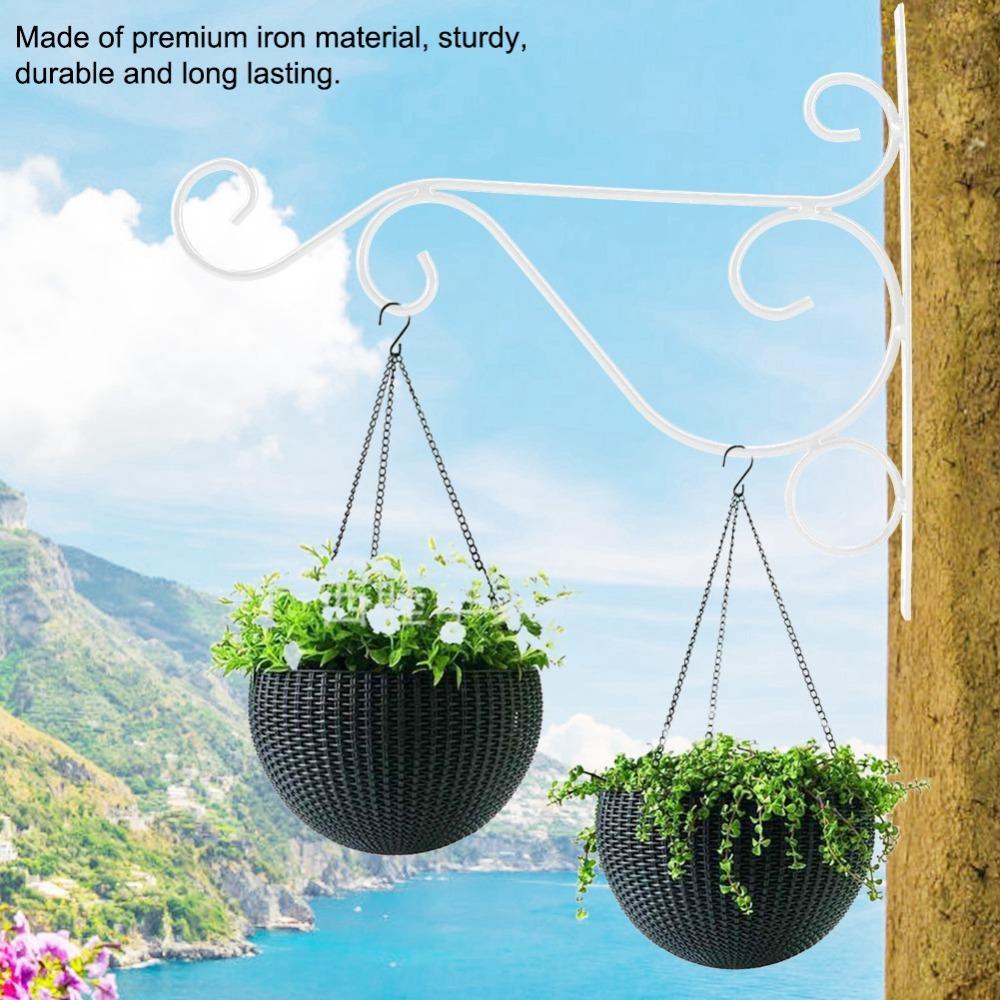 Iron Plant Bracket Wall Mounted Flower Pot Hook Durable Wall Mounted Plant Hanger белый