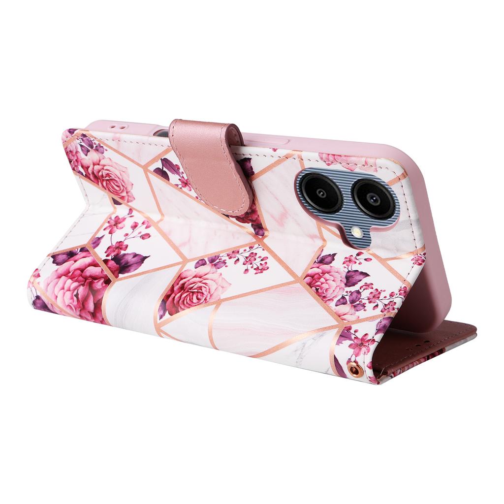 For Samsung Galaxy A06 4G Case Lacquered Marble Pattern Leather Phone Cover