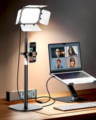 EMART LED Video Light with Adjustable 11 Brightness USB with Smartphone Holder and for Web Live Online and Lighting Photography Angle, Levels,