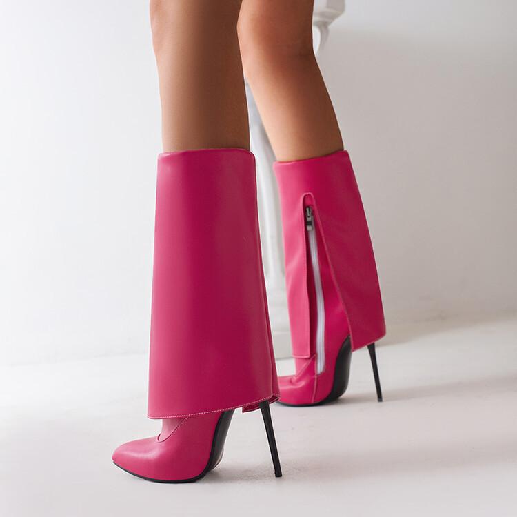 

22 Сексуальные женские сапоги до колена Модные лаконичные модные сапоги 12 см Шпилька Новая мода Ночной клуб Высокий каблук Принцесса Женская обувь 36 розы красного