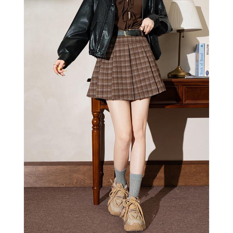 ET BOITE Retro Plaid High-Waisted A-Line Mini Skirt