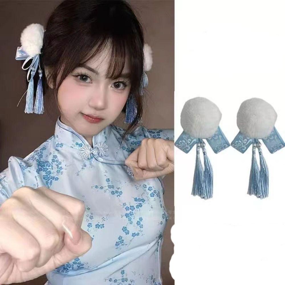 Cloth Chun-Li Hair Bun Clip Barrettes Chinese Style Hairpin  Cheongsam Headwear