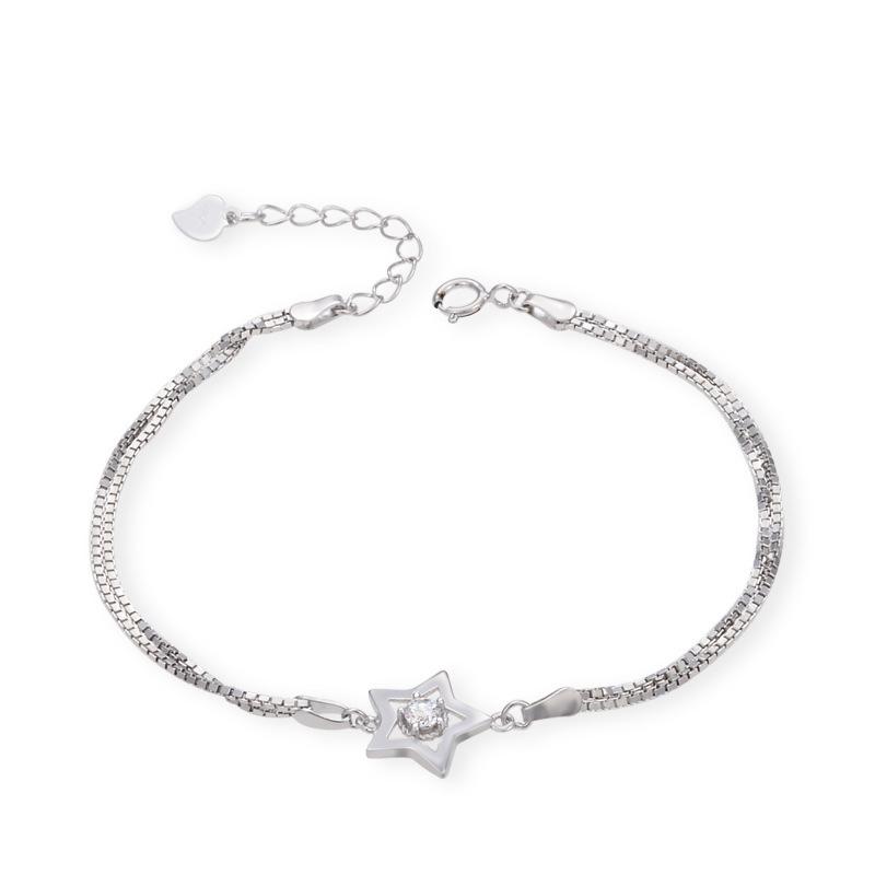 Lindon Dámské šperky Zirkon 925 Sterling Silver Geometrické korálky Řetízkový náramek Módní jemný svatební dárek pro přítelkyni