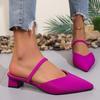 Pointed Closed Toe Low Block Heel Women Sandals