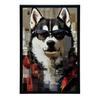Plakat Husky W Okularach Plakat Husky W Okularach, 70X100 Cm, Rama Aluminiowa Czarna, Papier Matowy 230 Gsm