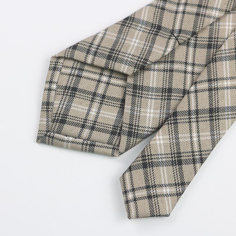 Cravatta a quadri da uomo e da donna, a mano, casual, camicia casual, uniforme, stile college, caffè, retrò, cravatta in cotone
