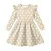 Girls Christmas Print Dress with Sleeves Long Sleeve Holiday Party Dress