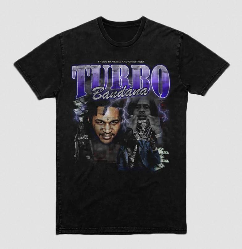 Fredo Santana & Chief Keef  Turbo Bandana Shirt  Черная унисекс футболка L