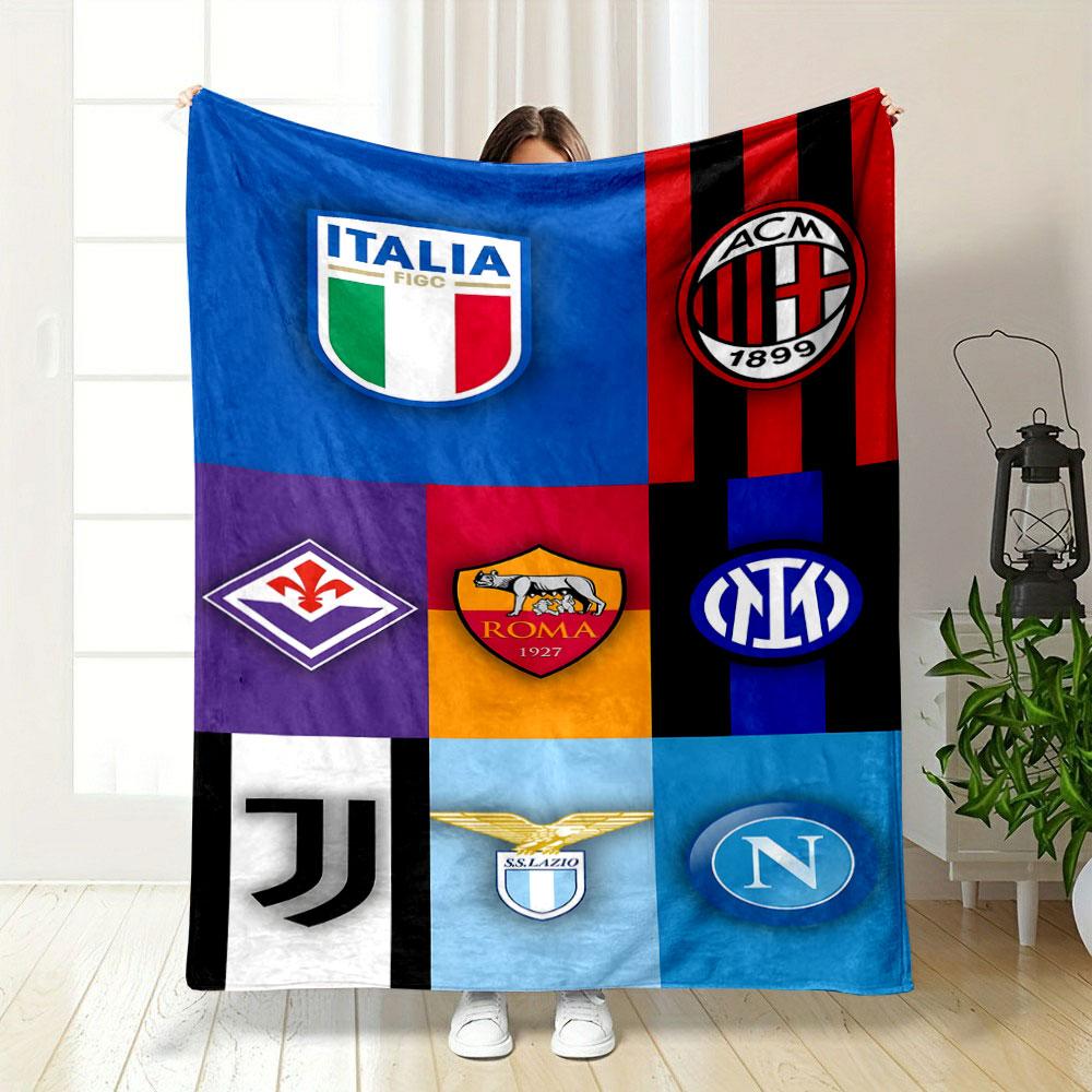 Italian Football Club Logos Blanket print blanket soft and cozy perfect for the living room bed sofa or a nap,gift