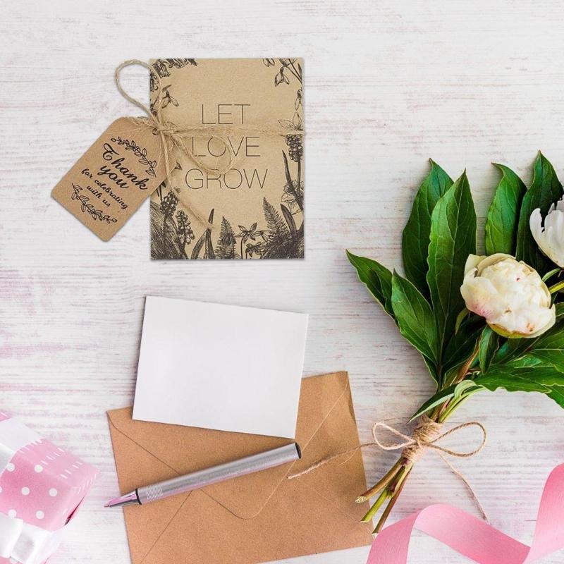 100Pcs User Friendly Sealing Envelopes Feature Decorative Natural Twine Ready To Use Greeting Card Set For Celebration
