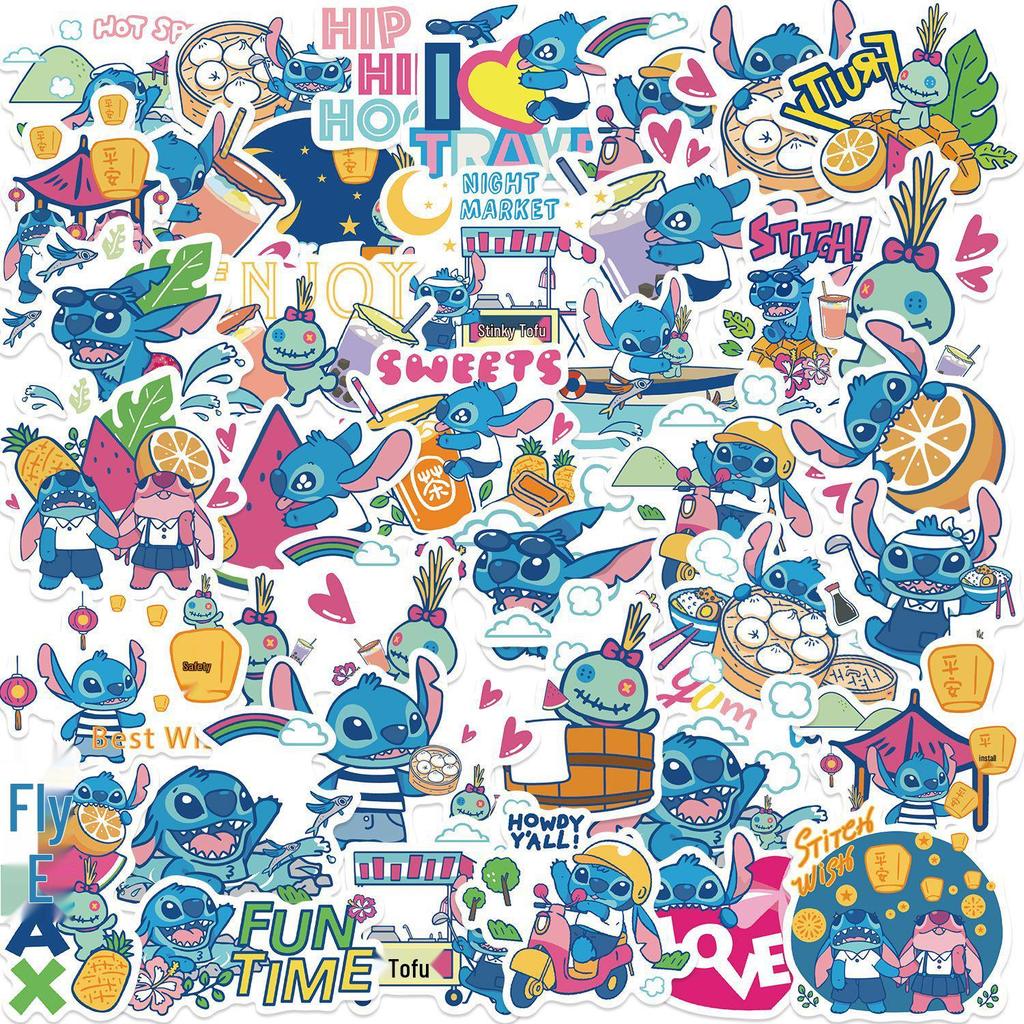 40 Cartoon Character Stitch Stickers: Self-Adhesive Waterproof Scrapbook Decorations