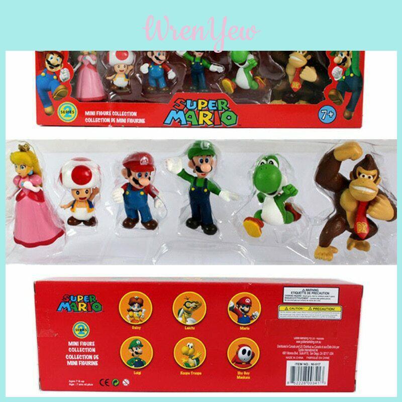 Super Mario Bros Action Figures Collection Including Luigi Yoshi And Mushroom Toy Decorations For Kids