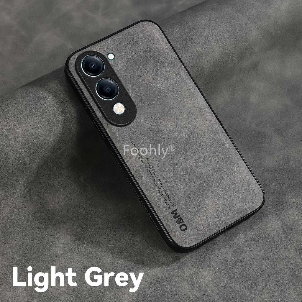 Nubuck Leather Magnetic Case for Vivo Y04 Y29 4G Y29s 5G Protective Cover Shockproof Back Shell Coque Capa Fundas