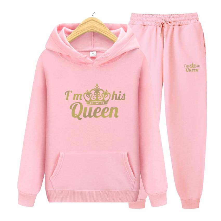 Pánské soupravy I'm His Queen Mikina s potiskem Sportovní souprava 2dílná souprava Unisex Mikiny s kapucí Fleecová mikina+kalhoty Souprava Mikina s kapucí Sportovní oblečení