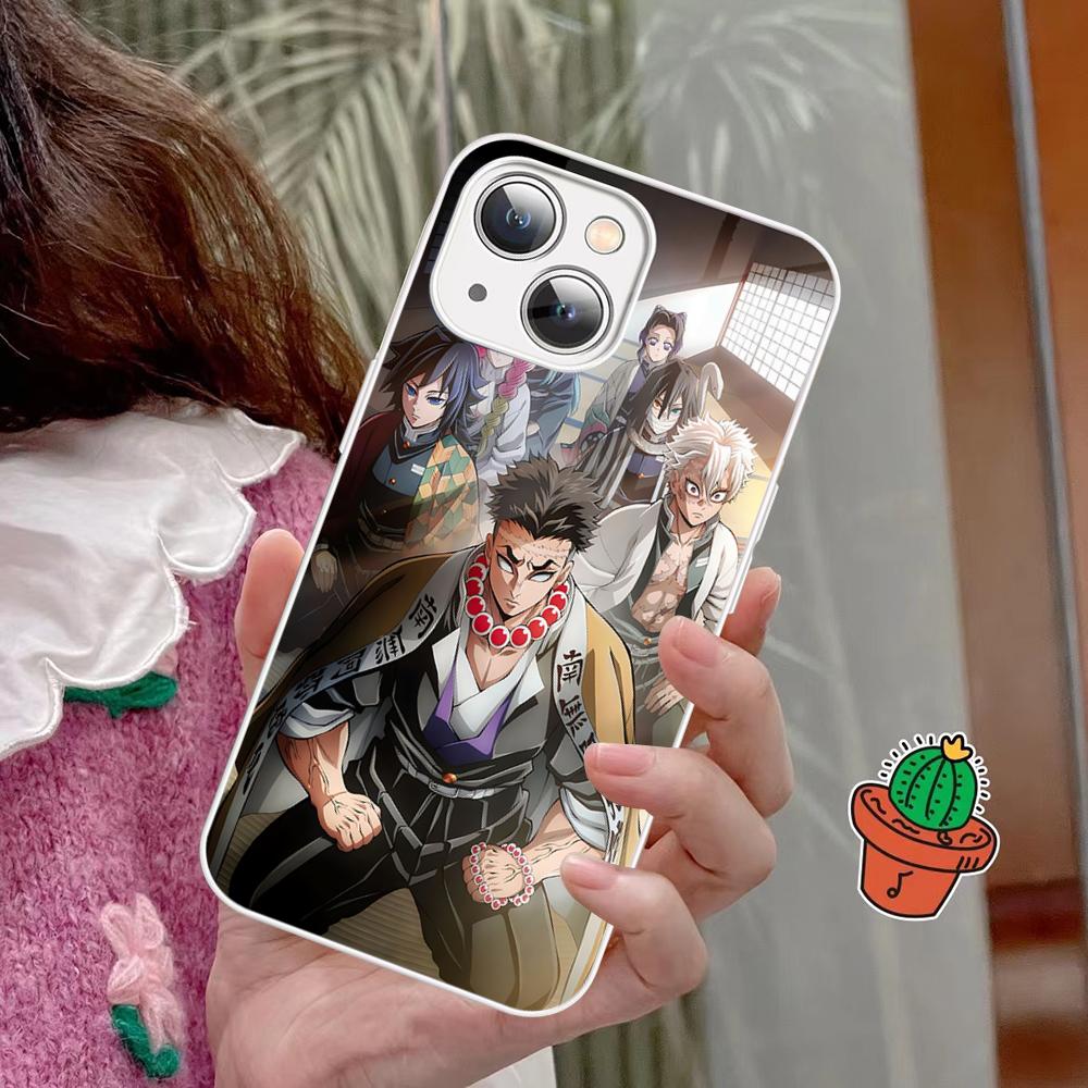 Demon Slayer Phone Case Tempered Glass For Iphone 14 13 12 11 Pro Mini XS MAX 14Plus X XS XR Fundas