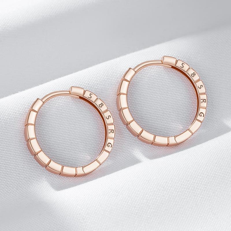 Simple Glossy Round Hoop Earrings For Women Fashion  Rose Gold Color Party High Quality Daily Fine Jewelry