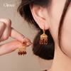 Liu Yifei red pearl earrings women's earrings 2025 new popular camellia stud earrings