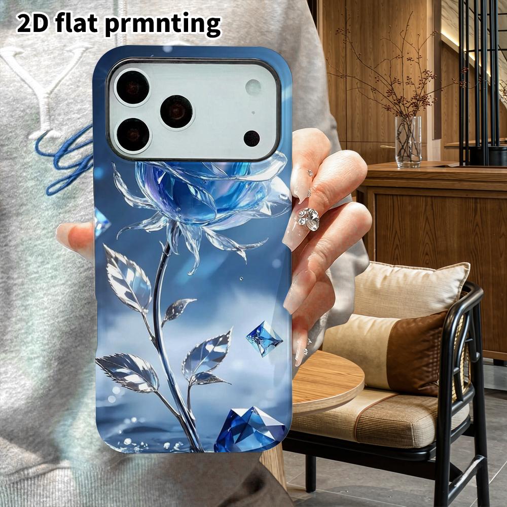 Phone Case: 2D Flat Design Suitable for iPhone 18 17 16 15 14 13 Pro Film Protective Case, Couple Style, Crystal Rose, Christmas and Halloween Gift