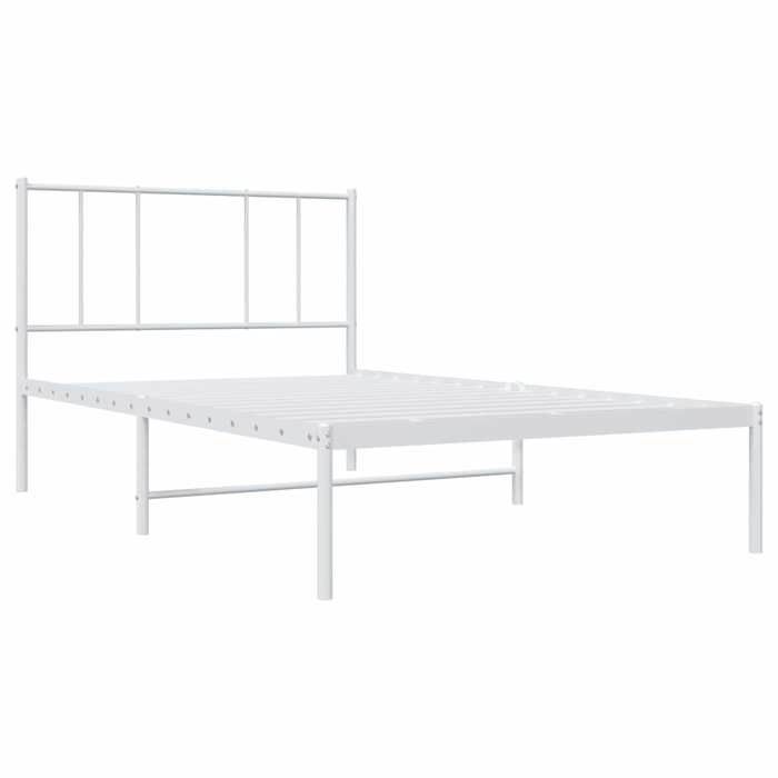 Exclusive House - Metal Bed Frame Without Mattress with White Headboard 75x190cm