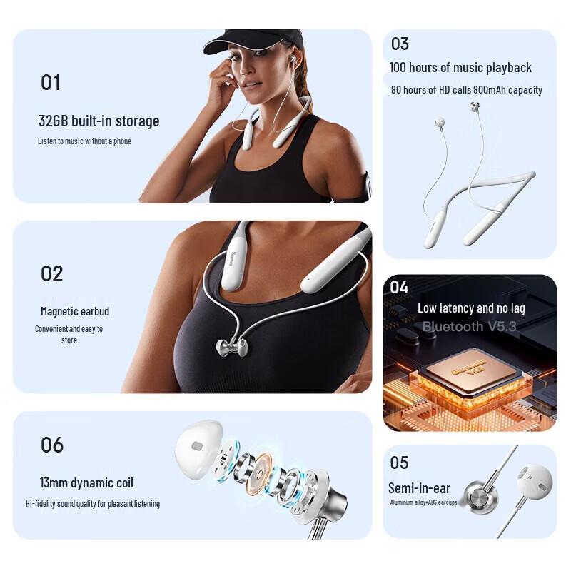 Newmine E030 Wireless Bluetooth Neckband Sport Earphones
