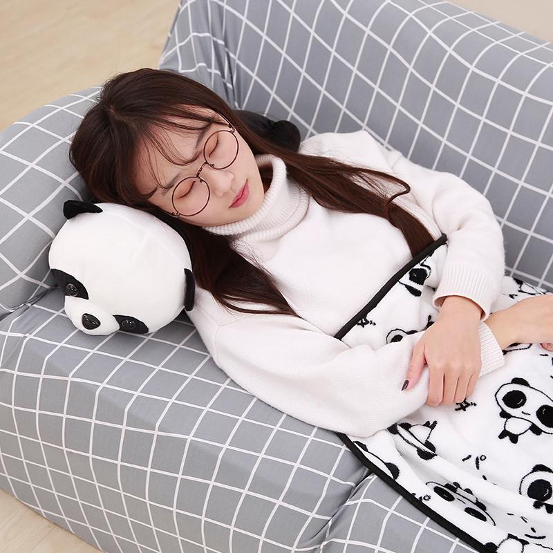 45cm Stuffed Cute Husky Dog And Panda Plush Pillow And Blanket Soft Kawaii Animal Plush Toy Creative