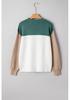 2025 Autumn/Winter Women's Color Block Ribbed Knit Pullover Sweater - European & American Casual Style