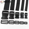 2/5Sets 20-50mm Black Nylon Webbing with Plastic Slider Clasp Quick Release Buckle Backpack Strap Dog Collar DIY Accessories