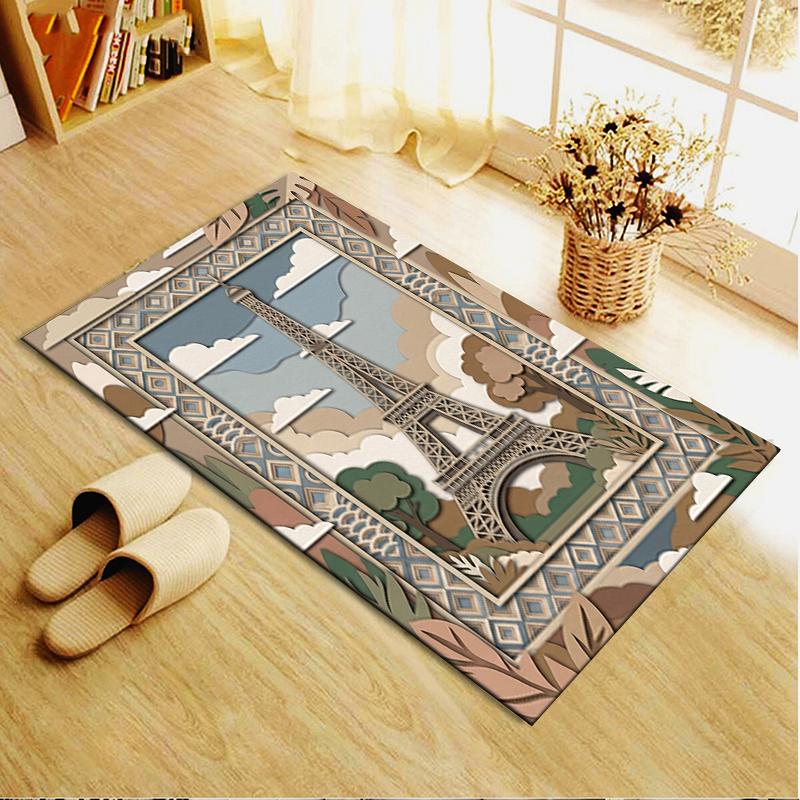 2025 New Paris Eiffel Tower Carpet Rug for Living Room Bedroom Home Sofa Decoration,Kids play Non-slip Floor Mat89